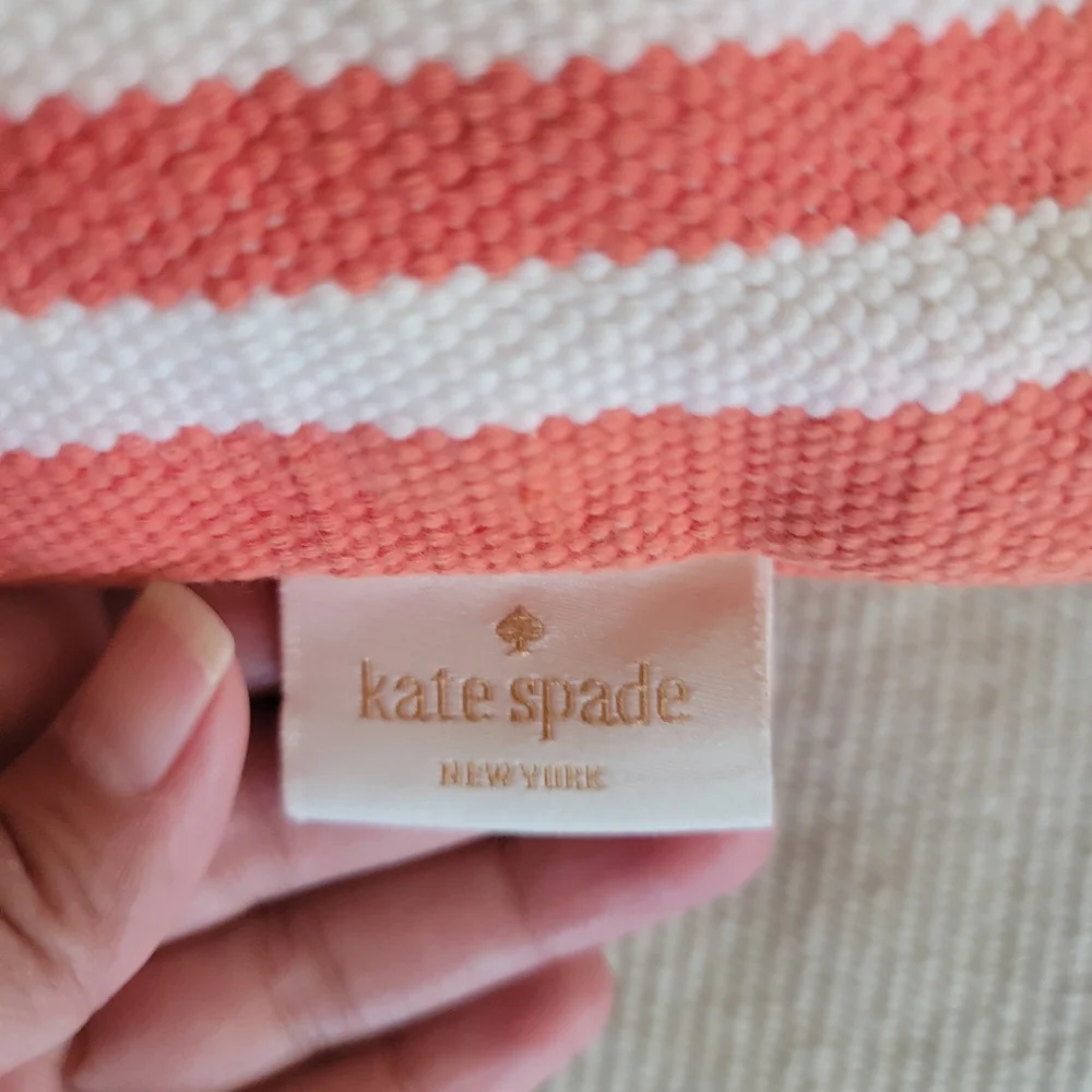 kate spade Pink and Coral Striped Decorative Pillow